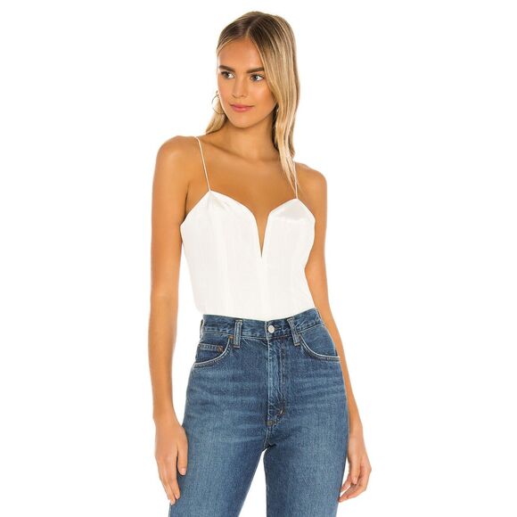 NWT For Love & Lemons Celeste Moire Top in Blanc, Size M - Picture 10 of 10